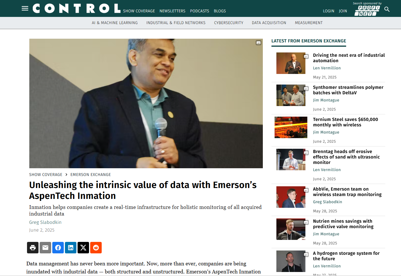 Emerson’s AspenTech Inmation - Unleashing the Intrinsic Value of Data
